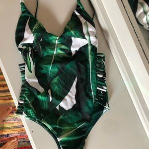 Palm leaf low back one piece